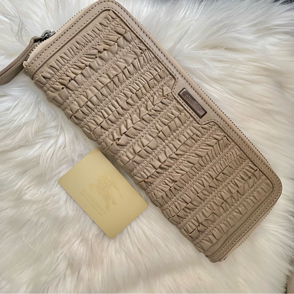Burberry Long Leather Ruffle Clutch Wallet